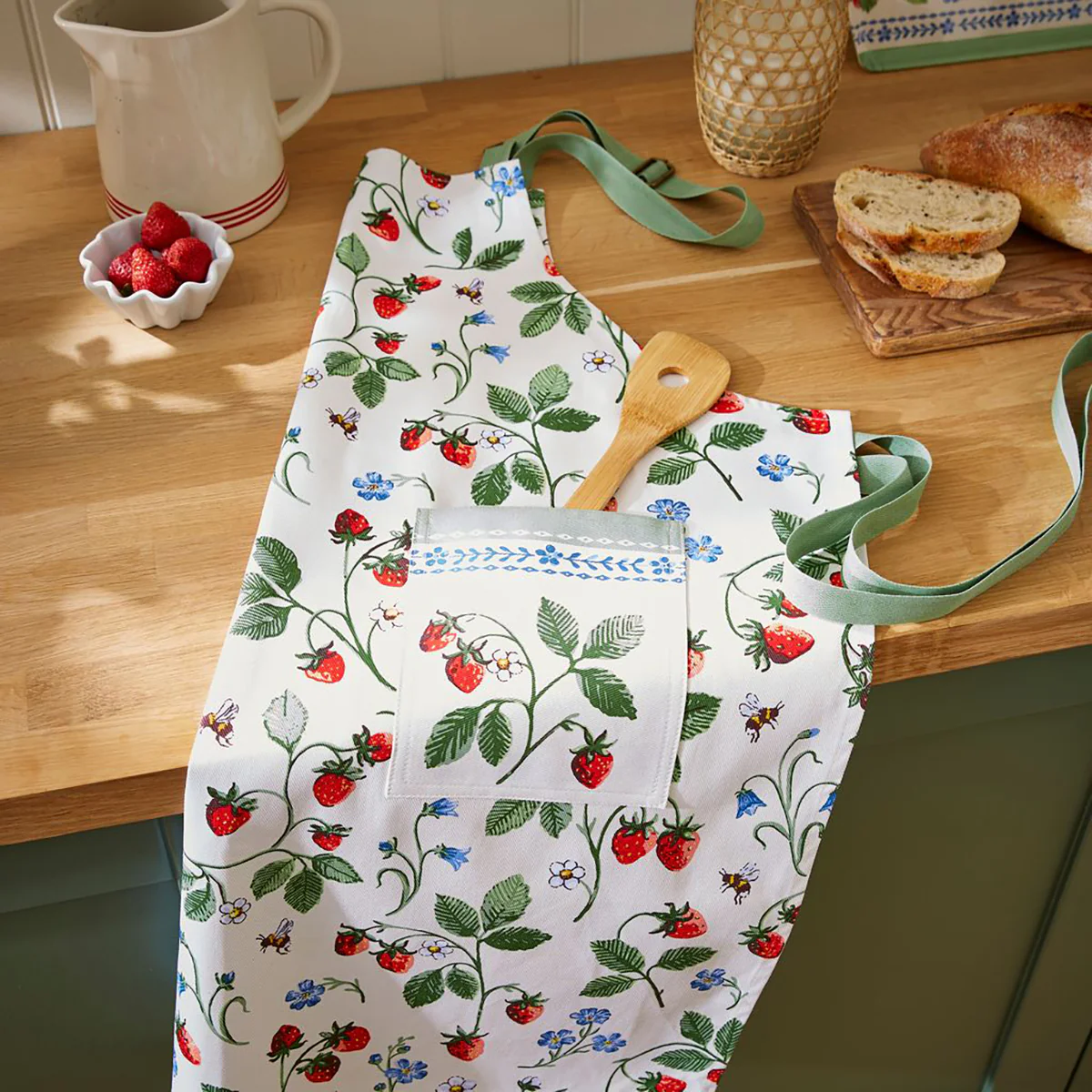 Strawberry Patch Cotton Apron - Image 2