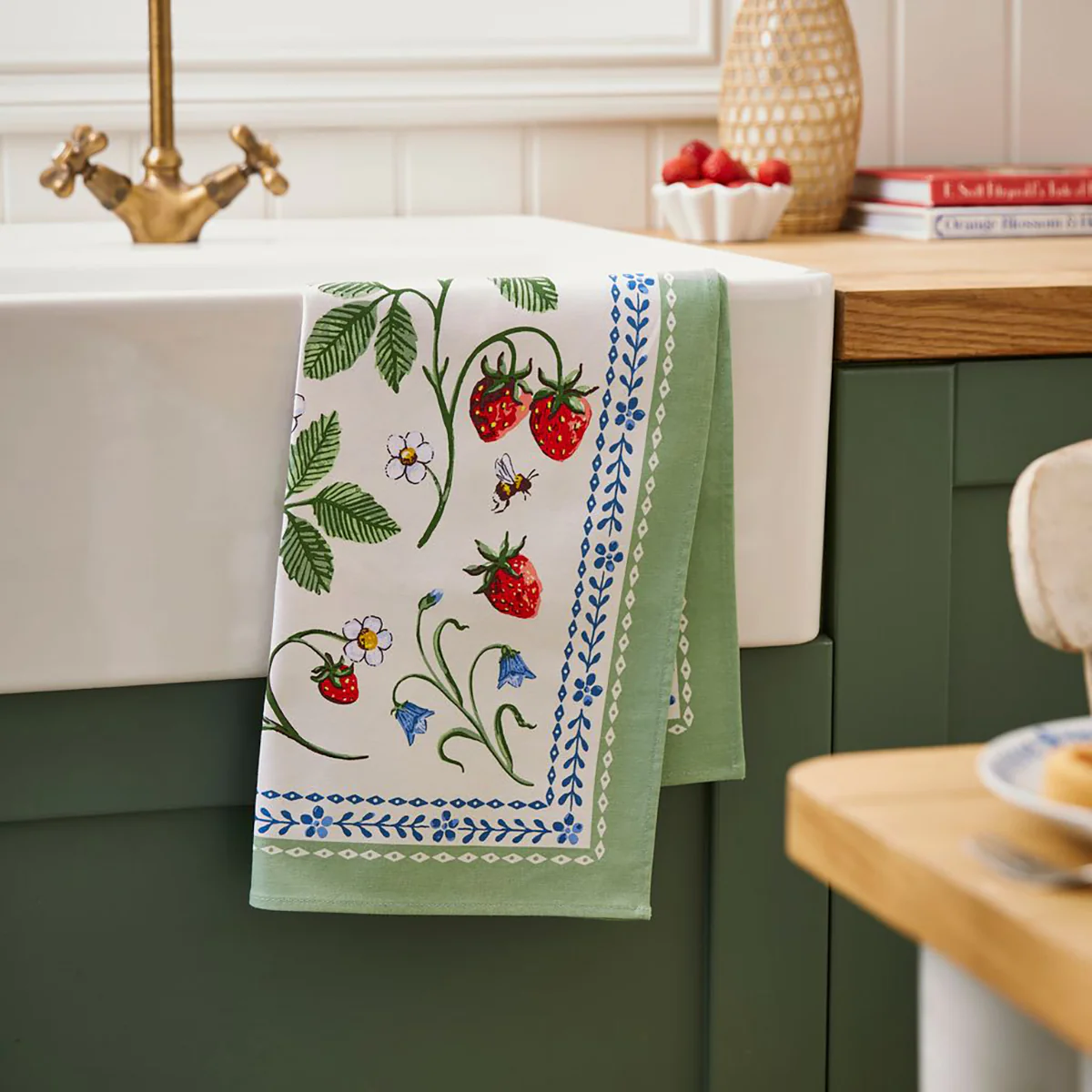 Strawberry Patch Cotton Tea Towel - Image 2