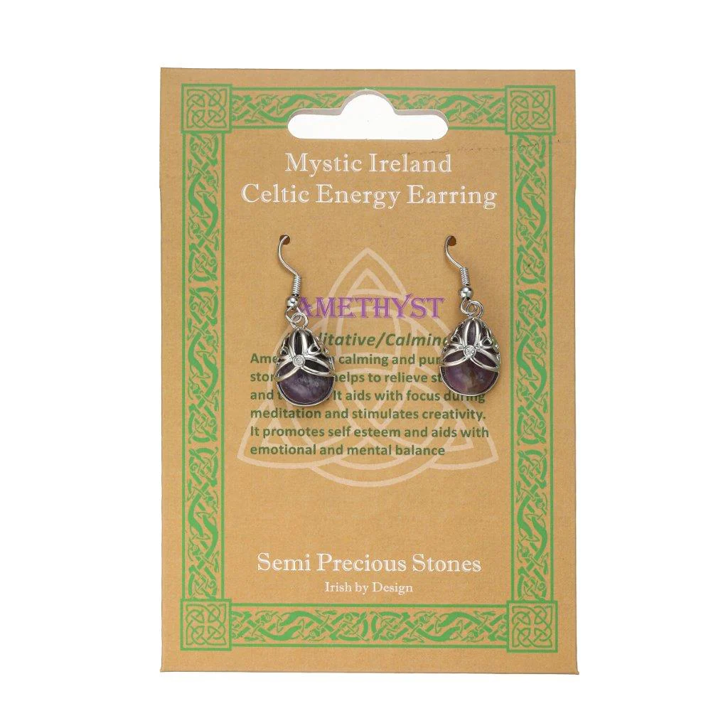 Teardrop Semi-precious Amethyst Stone Earrings - Image 2