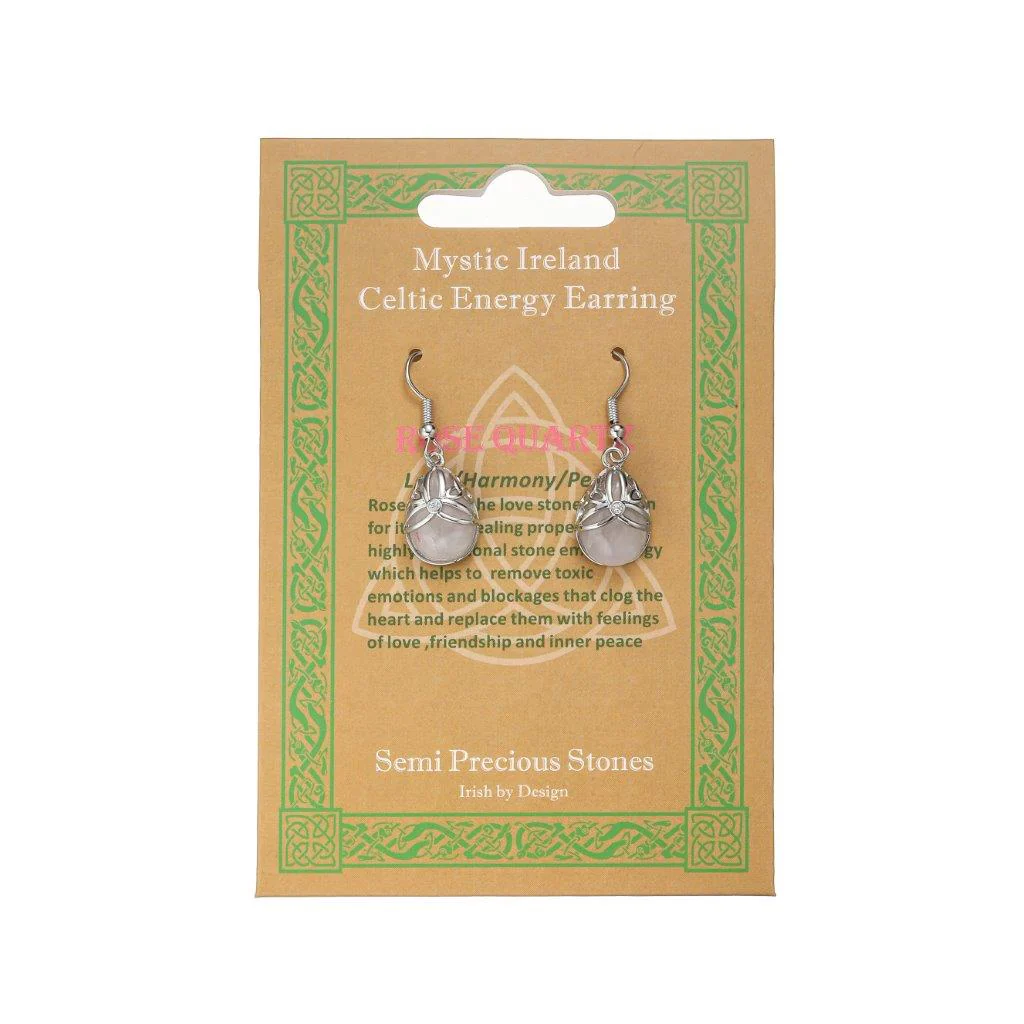 Teardrop Semi-precious Rose Quartz Stone Earrings - Image 2