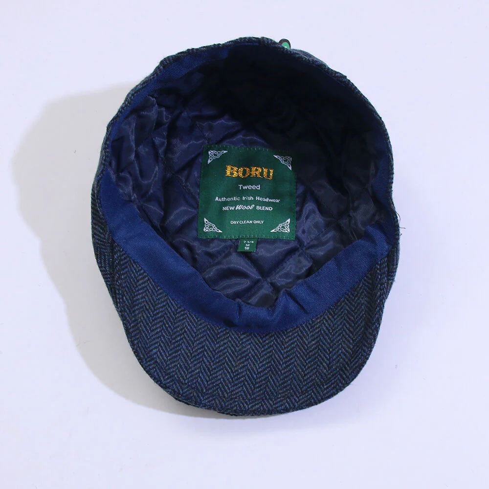 Traditional Herringbone Tweed Hat Blue - Image 3