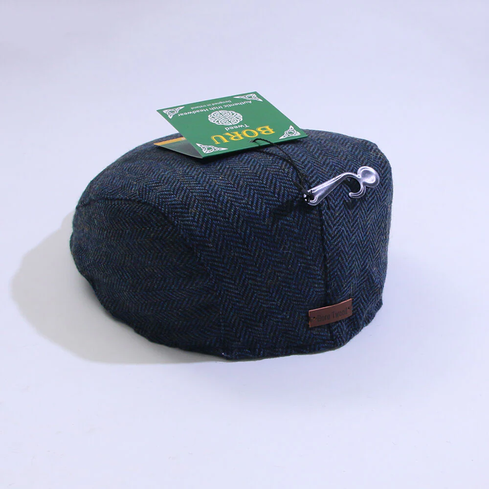 Traditional Herringbone Tweed Hat Blue - Image 4