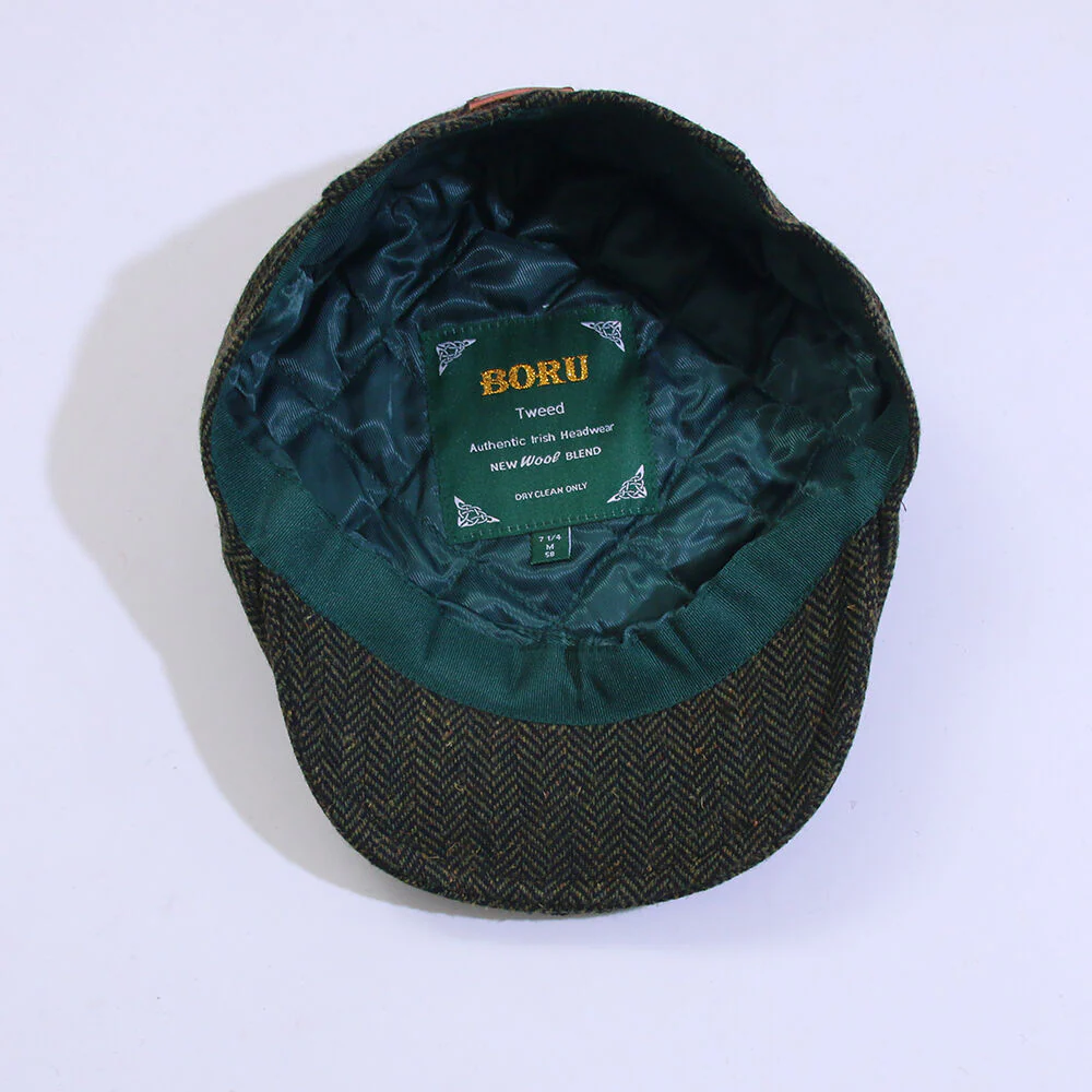 Traditional Herringbone Tweed Hat Green - Image 3
