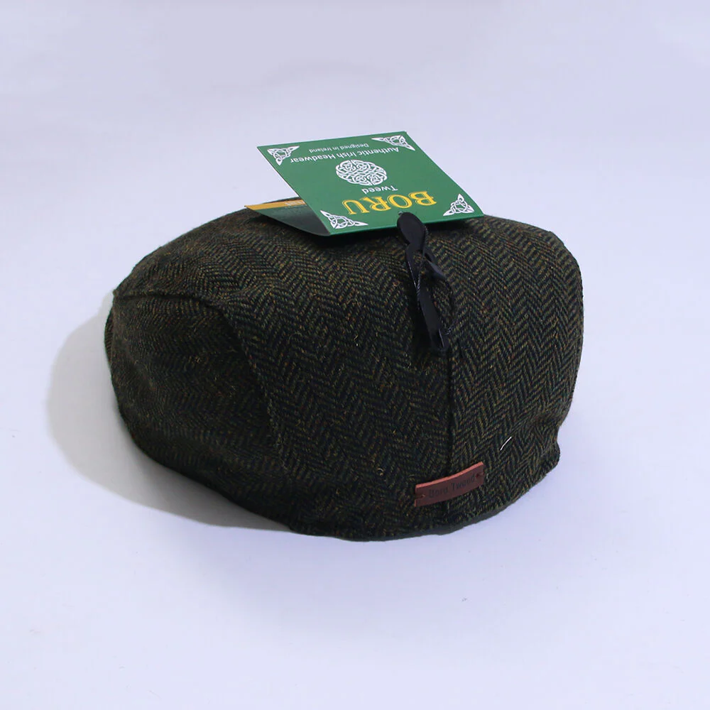 Traditional Herringbone Tweed Hat Green - Image 4