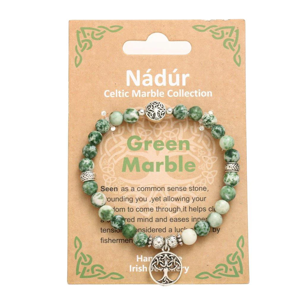 Tree Of Life Green Marble Stretch Bracelet - Image 3