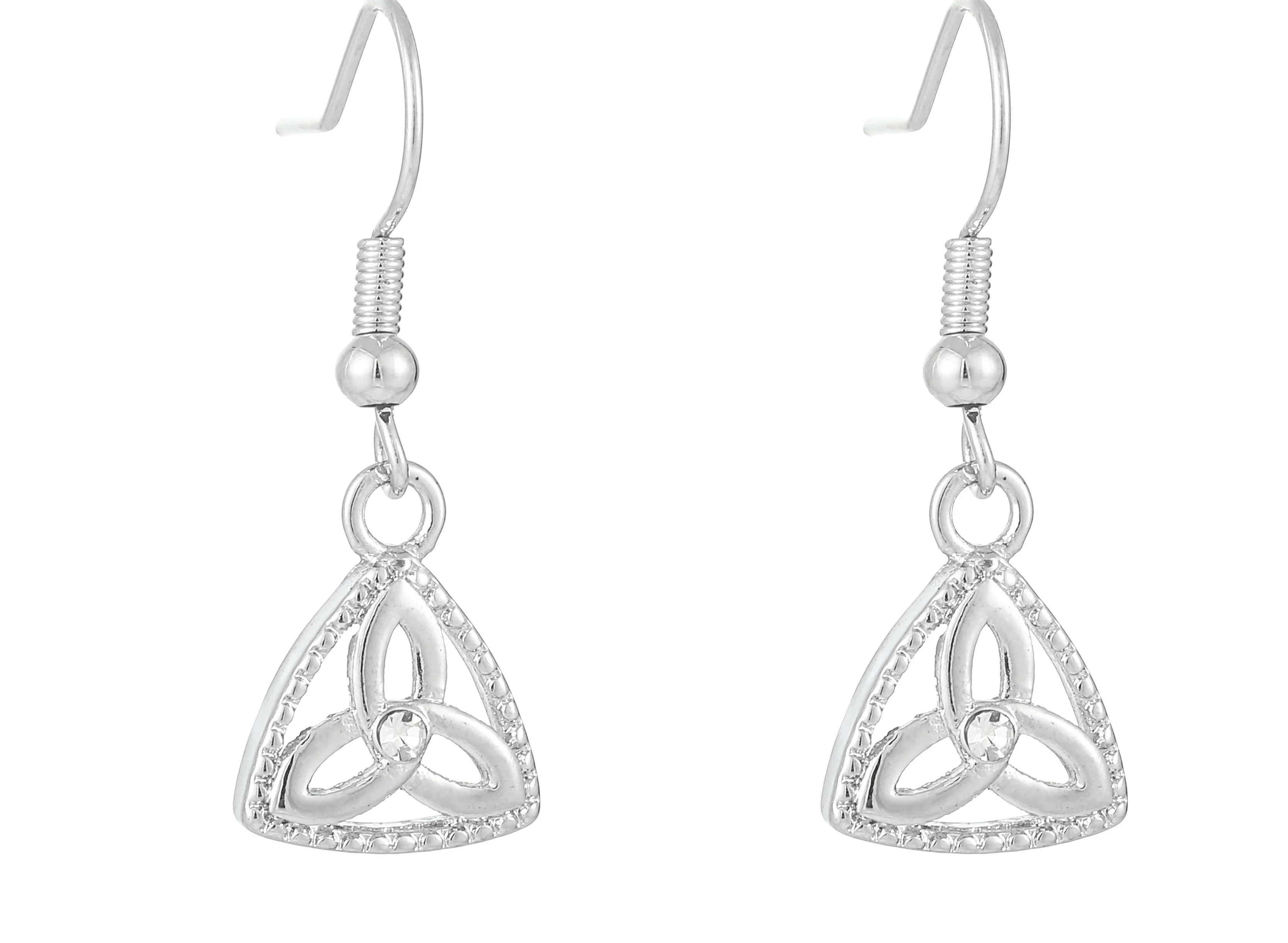 Women's Trinity Enclosed Design Clear Stone Earrings