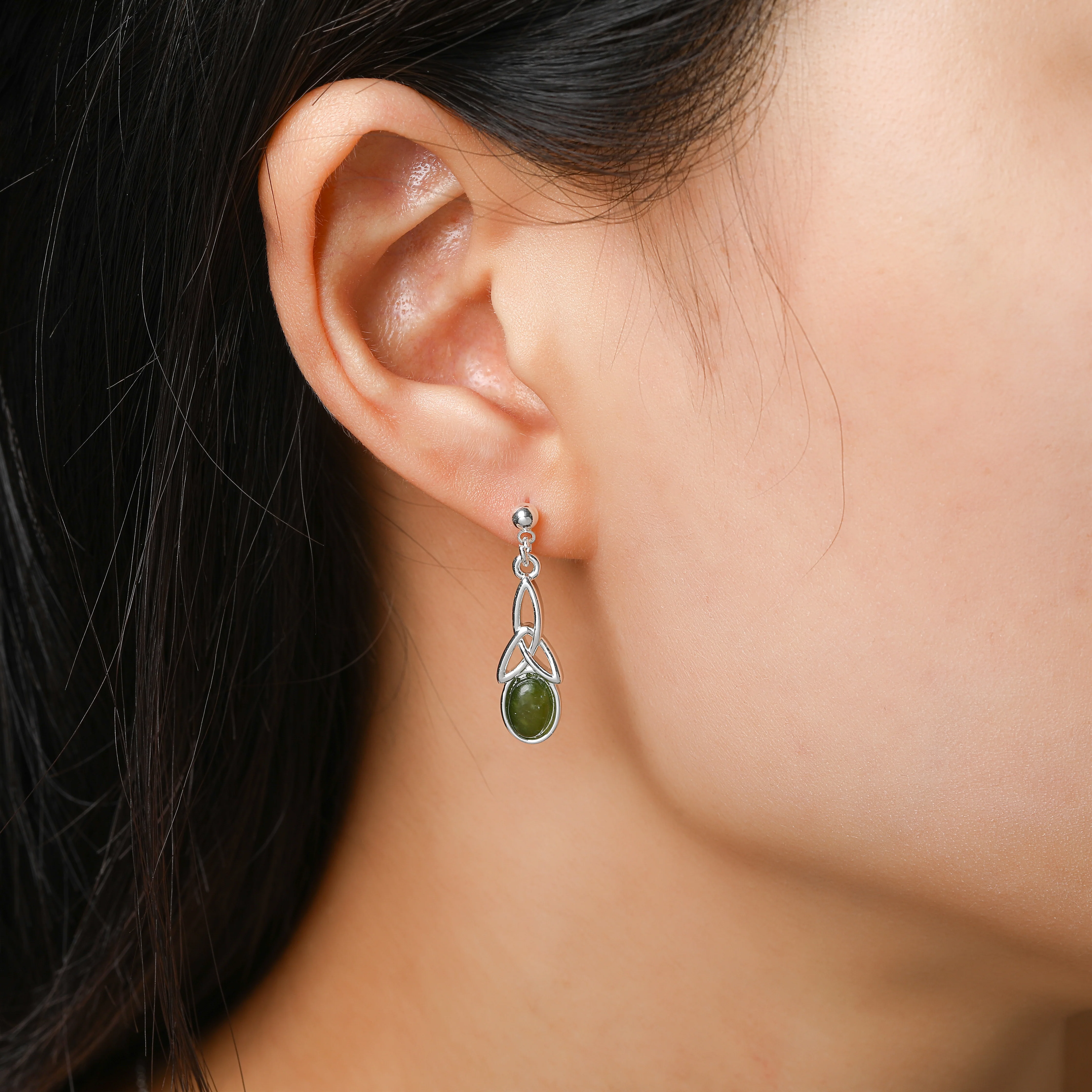 Trinity Inlaid Marble Drop Earrings - Image 2