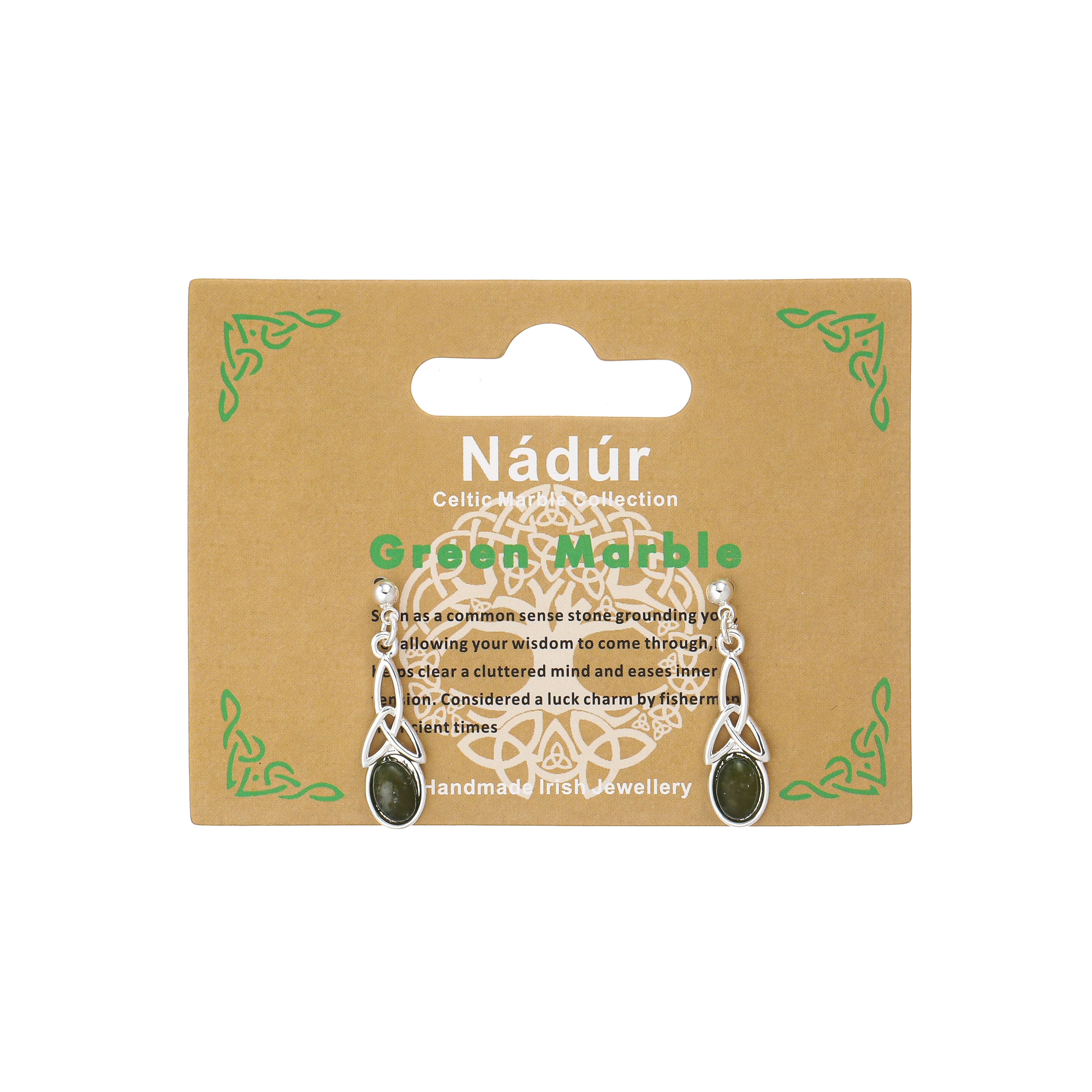 Trinity Inlaid Marble Drop Earrings - Image 3