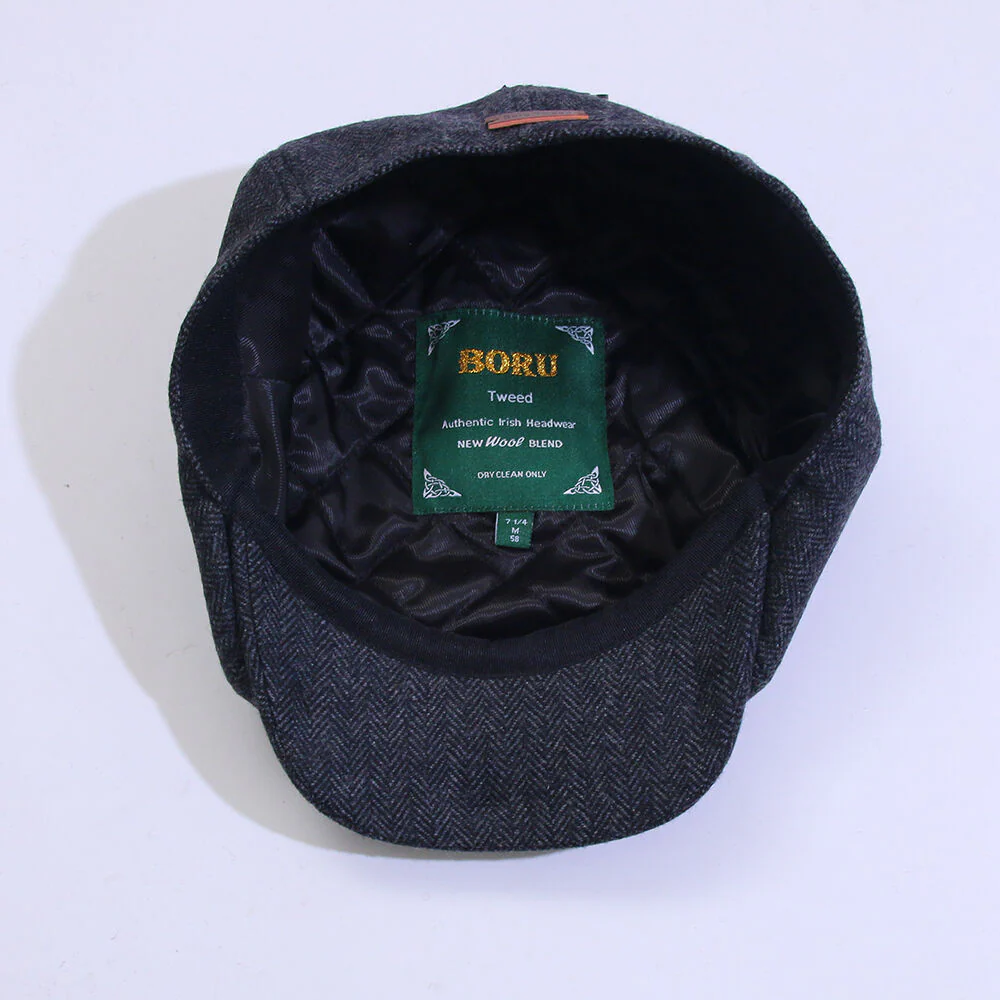 Tweed Hat Newsboy Grey Herringbone - Image 2