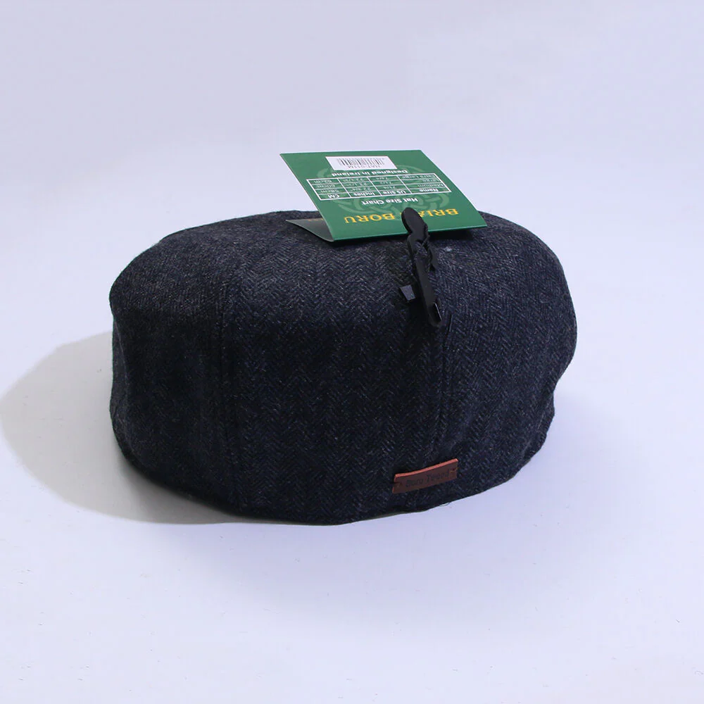 Tweed Hat Newsboy Grey Herringbone - Image 3