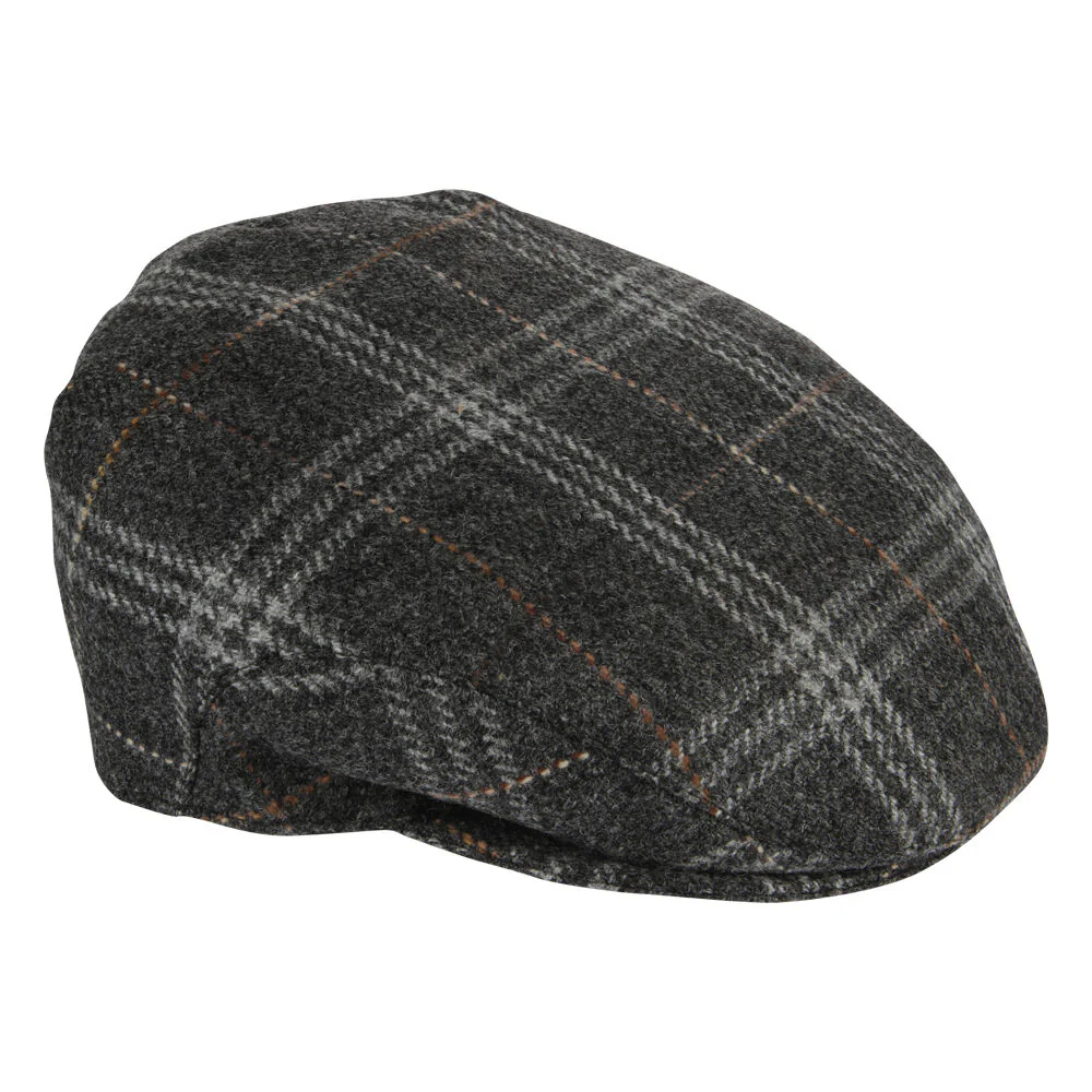 Tweed Herringbone Checkered Grey Flat Cap
