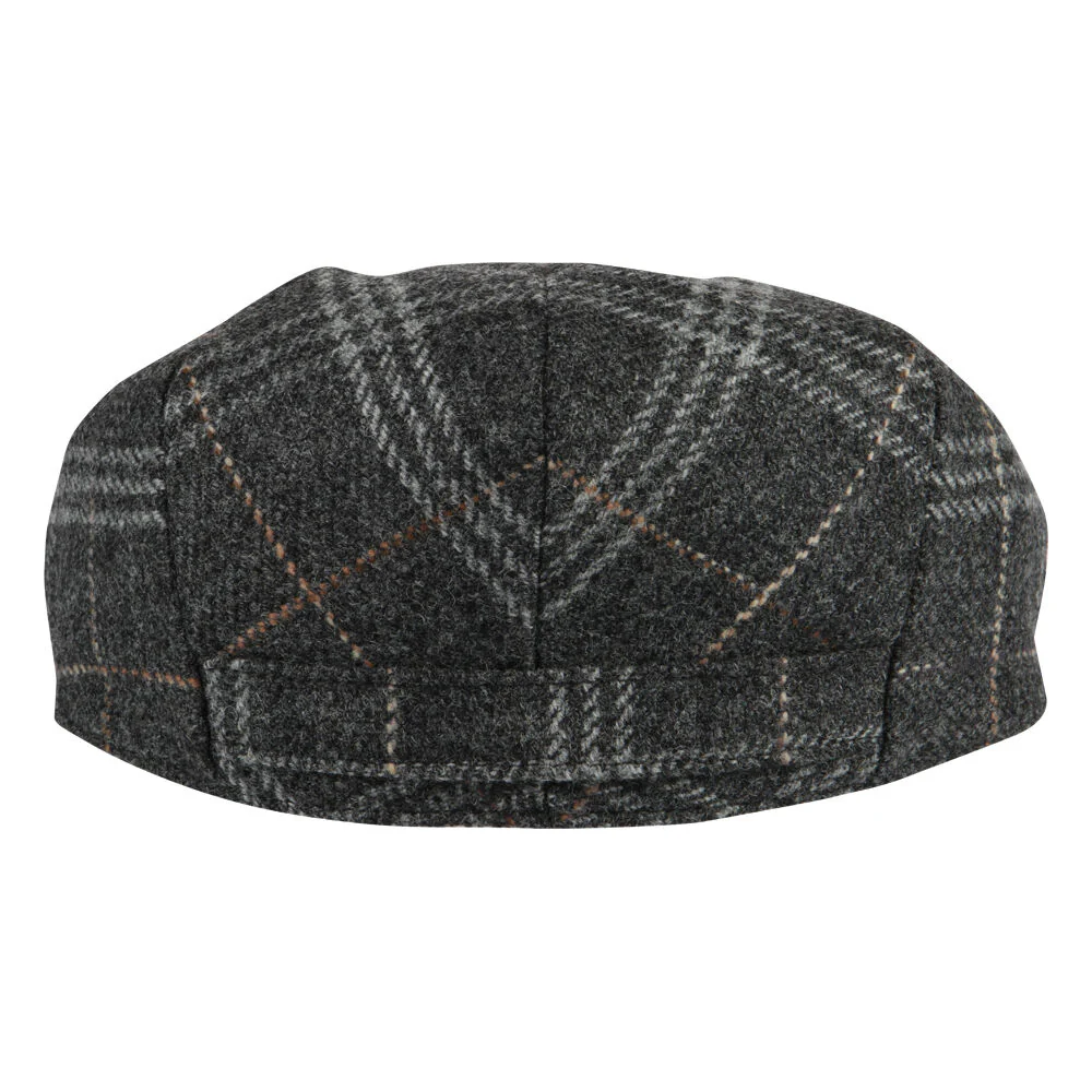 Tweed Herringbone Checkered Grey Flat Cap - Image 8