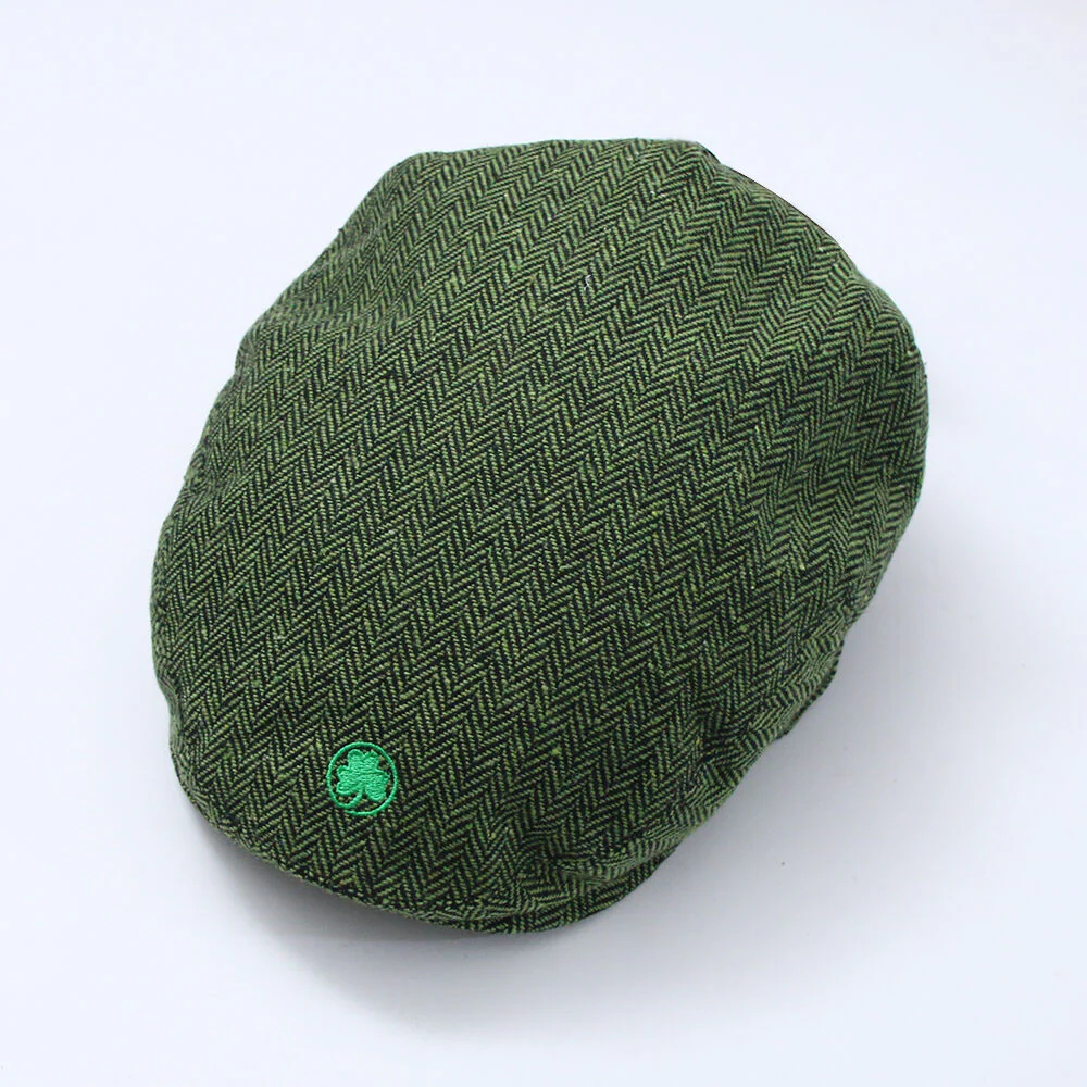 Tweed Herringbone Green Flat Cap