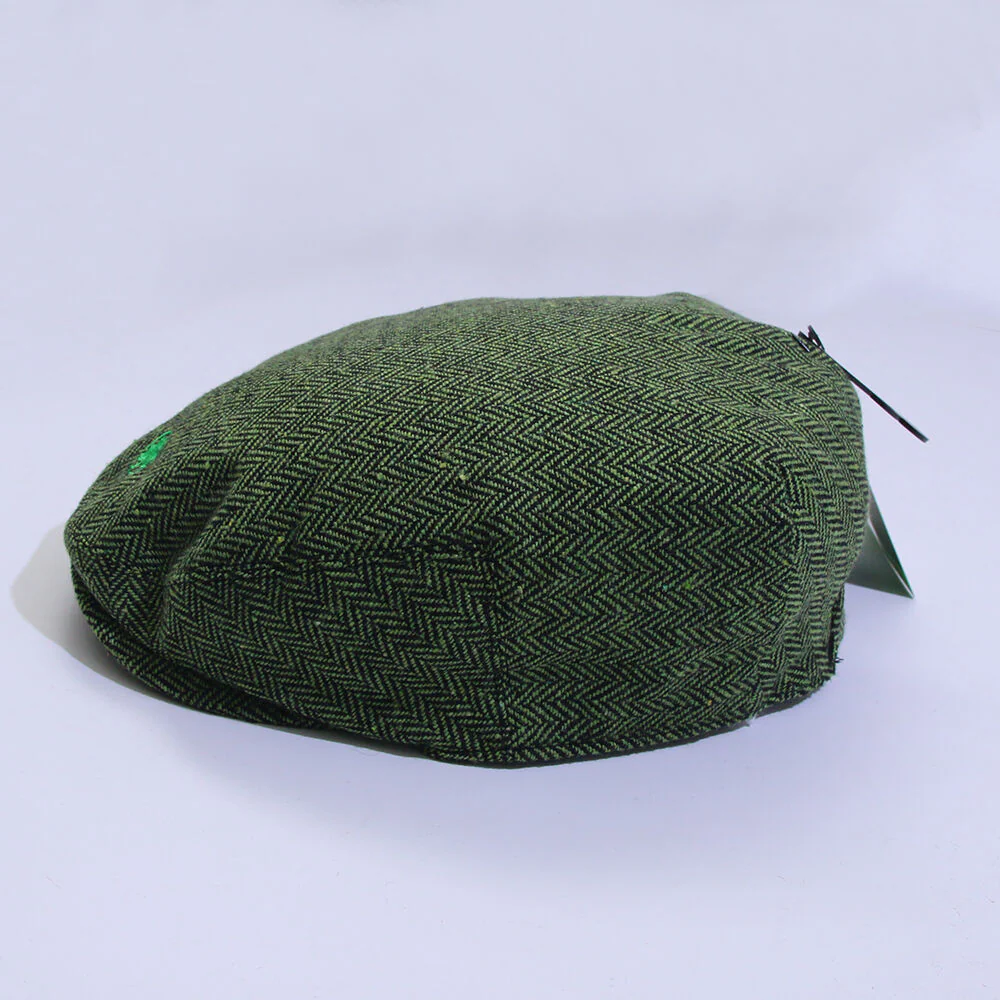 Tweed Herringbone Green Flat Cap - Image 3