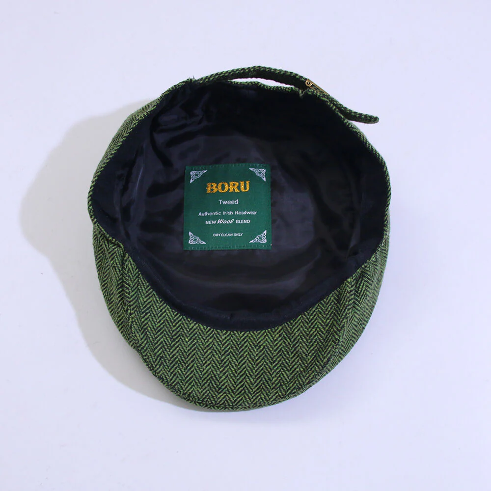 Tweed Herringbone Green Flat Cap - Image 4