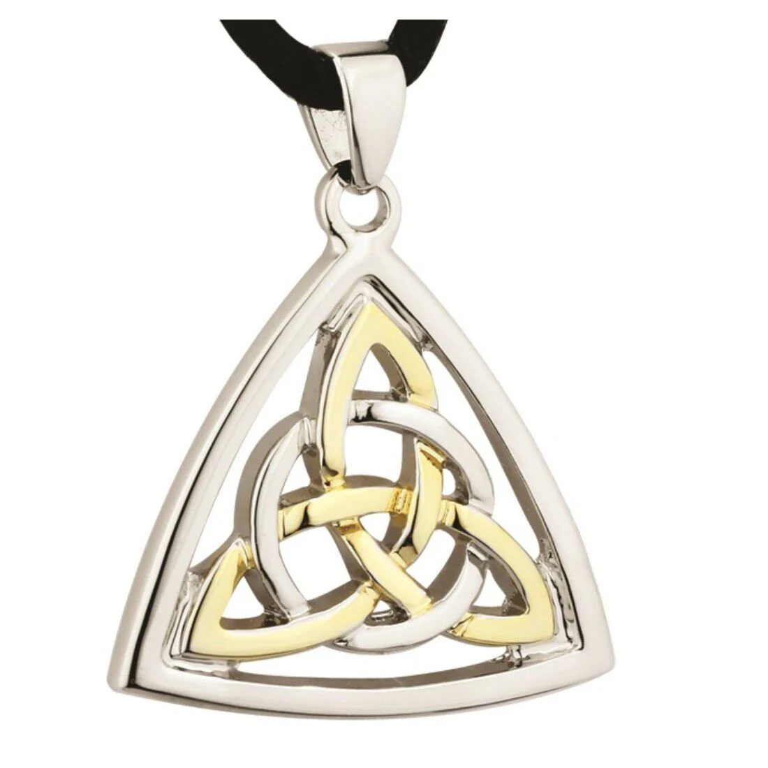 Two Tone Silver & Gold Celtic Trinity Knot Designed Necklace