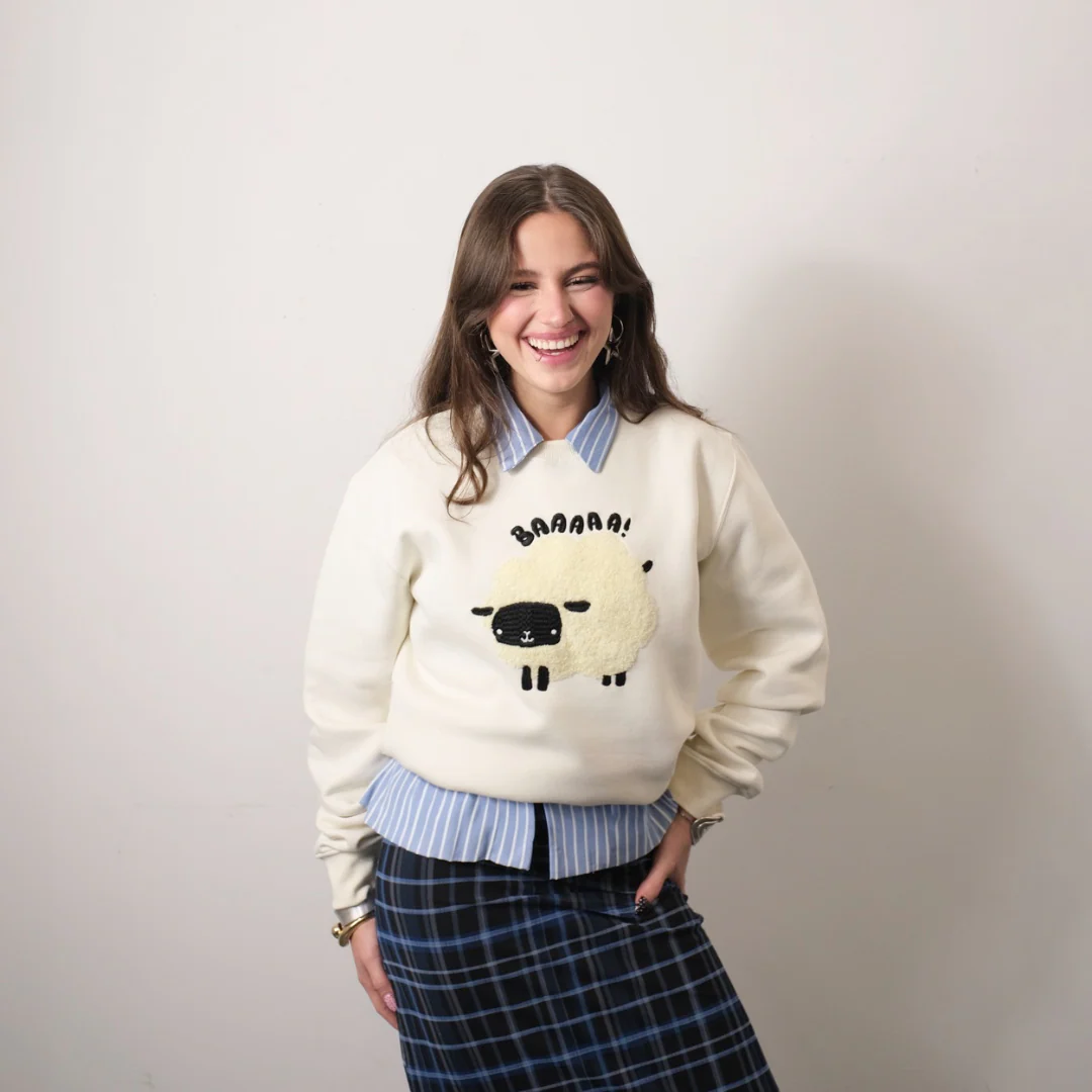 Unisex Fluffy Sheep Latte Sweatshirt - Image 3