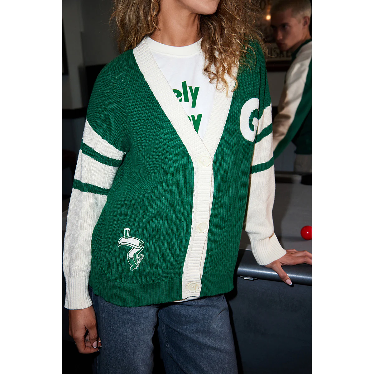Unisex Guinness Knitted Green & Cream Cardigan - Image 8