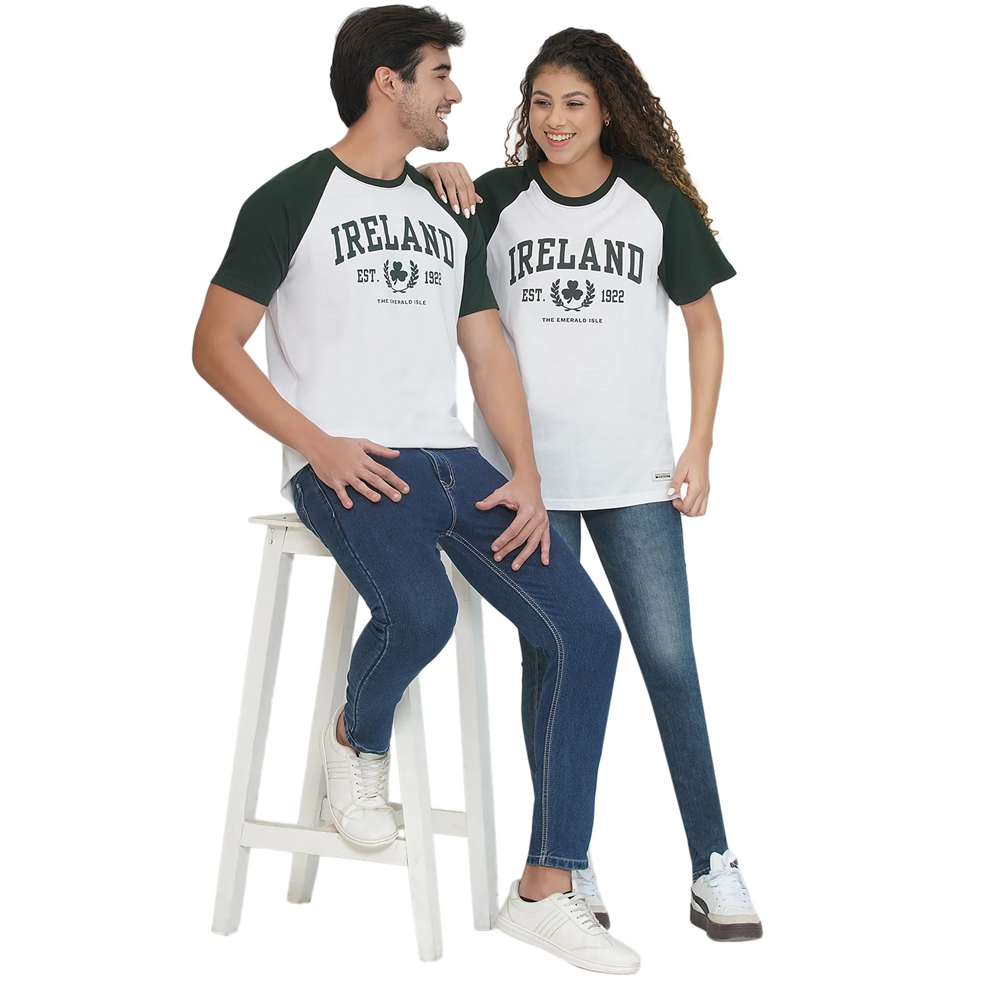 Unisex Ireland 1922 Raglan White T-Shirt - Image 3