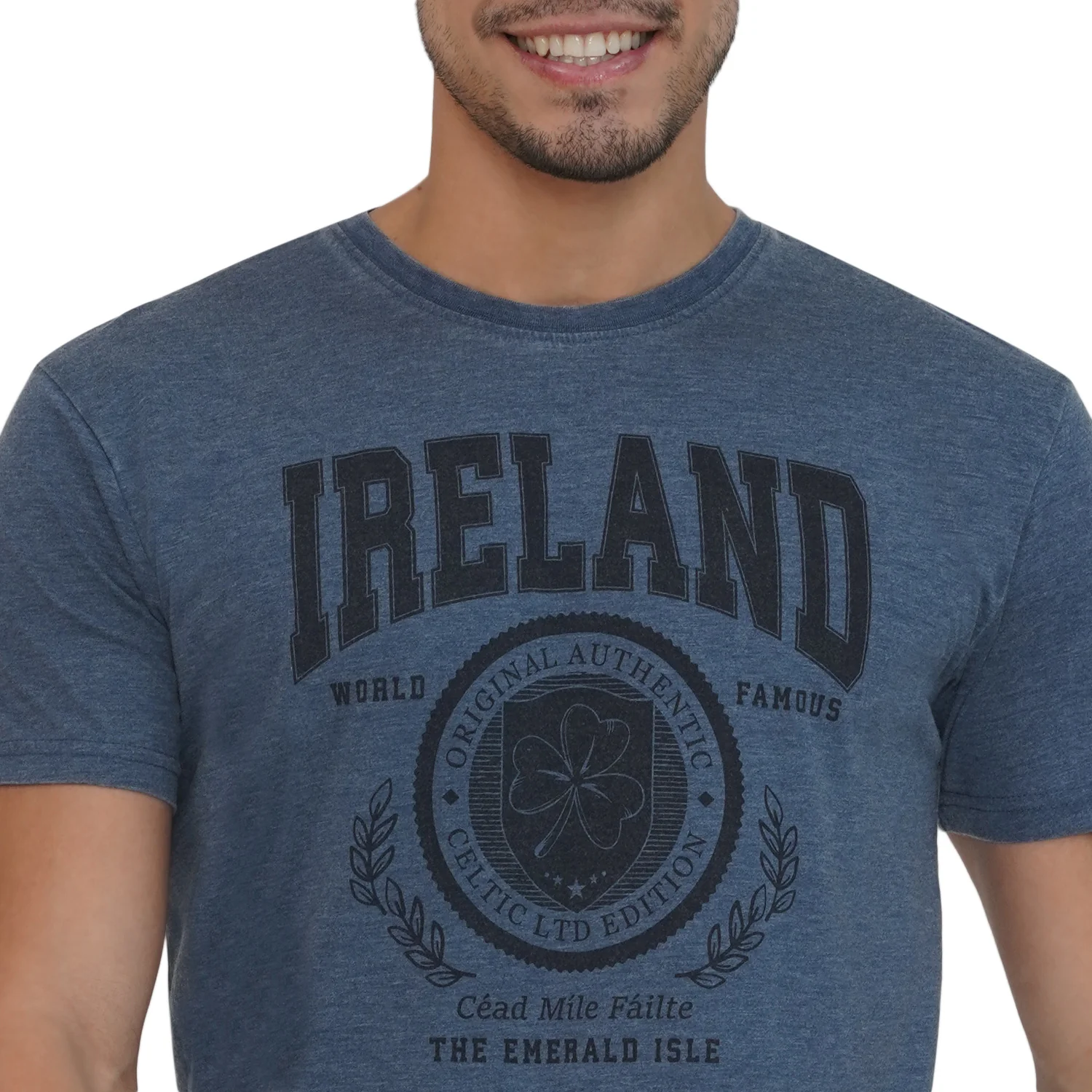 Unisex Ireland Badge Burnout Indigo T-Shirt - Image 2