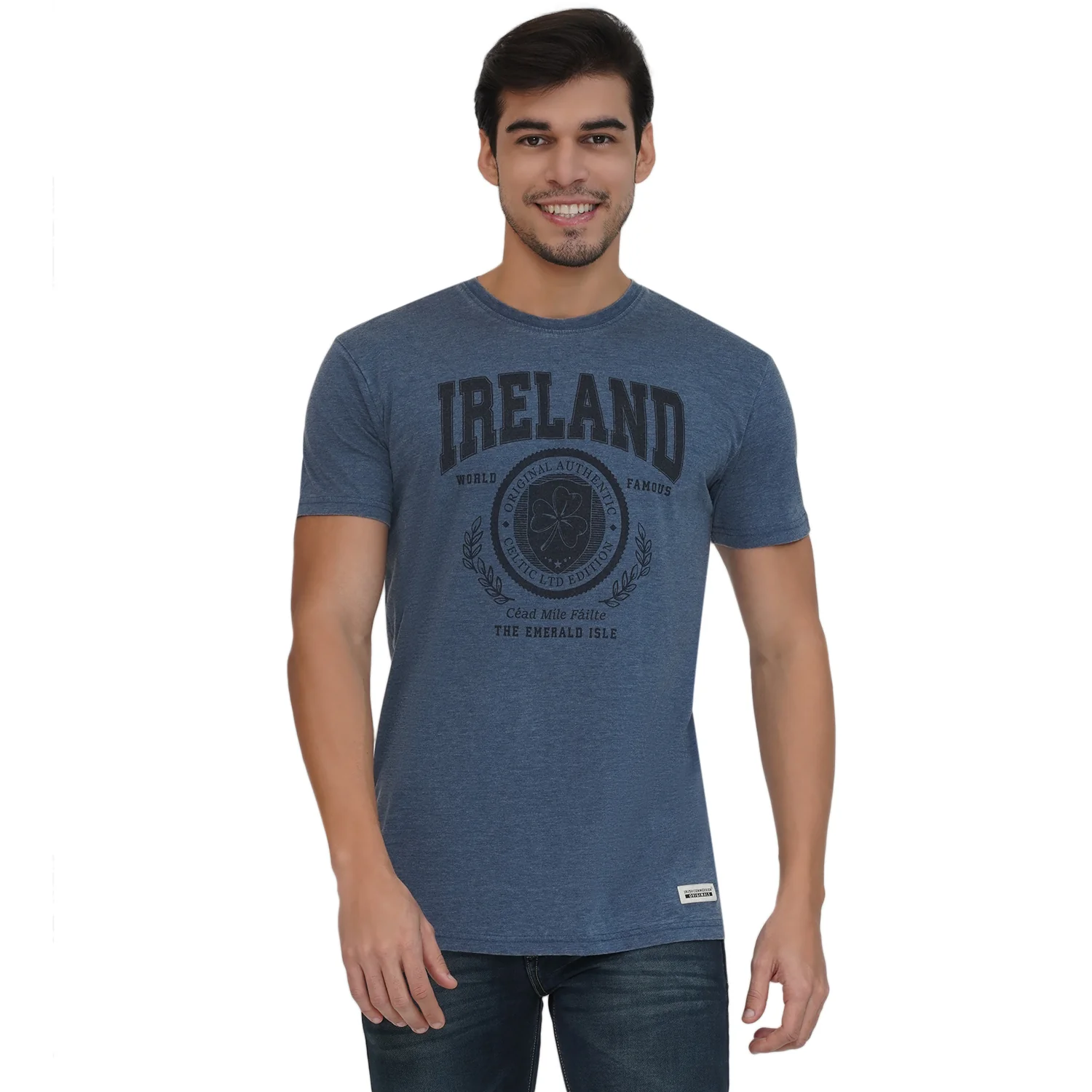 Unisex Ireland Badge Burnout Indigo T-Shirt - Image 3