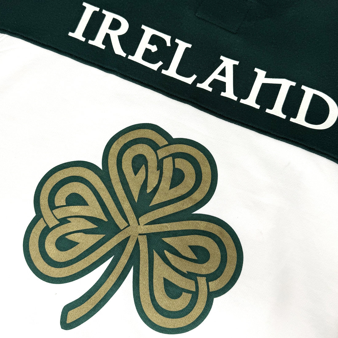 Unisex Ireland Crest V-Neck Cream and Green Sweatshirt - Image 6