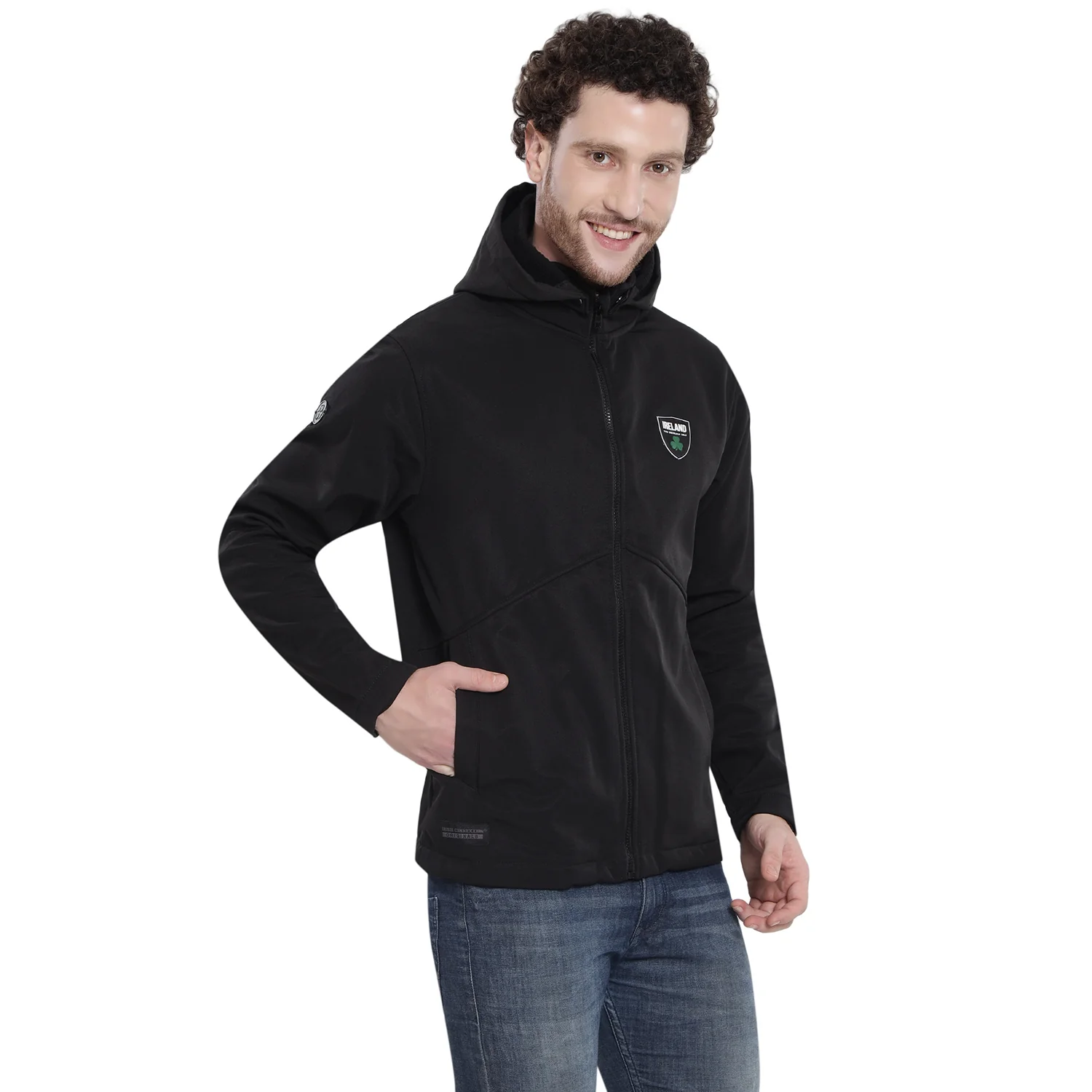 Unisex Ireland The Emerald Isle Black Softshell Jacket - Image 3