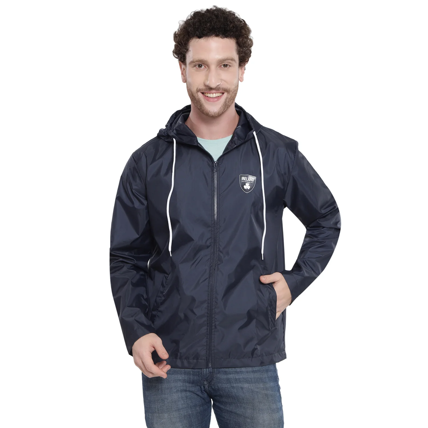 Unisex Ireland The Emerald Isle Navy Rain Jacket - Image 2