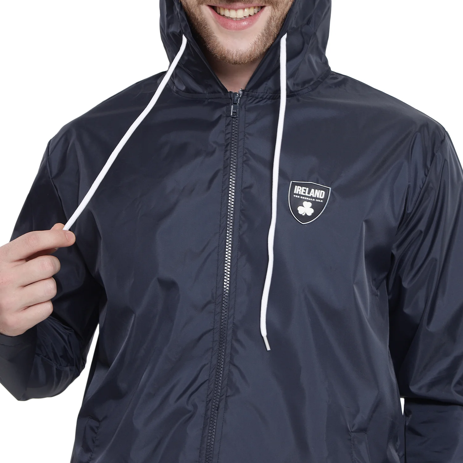 Unisex Ireland The Emerald Isle Navy Rain Jacket - Image 4