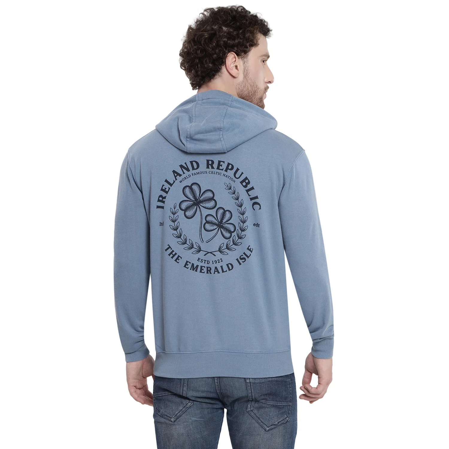 Unisex Le Shams Acid Wash Corent Blue Hoodie - Image 4