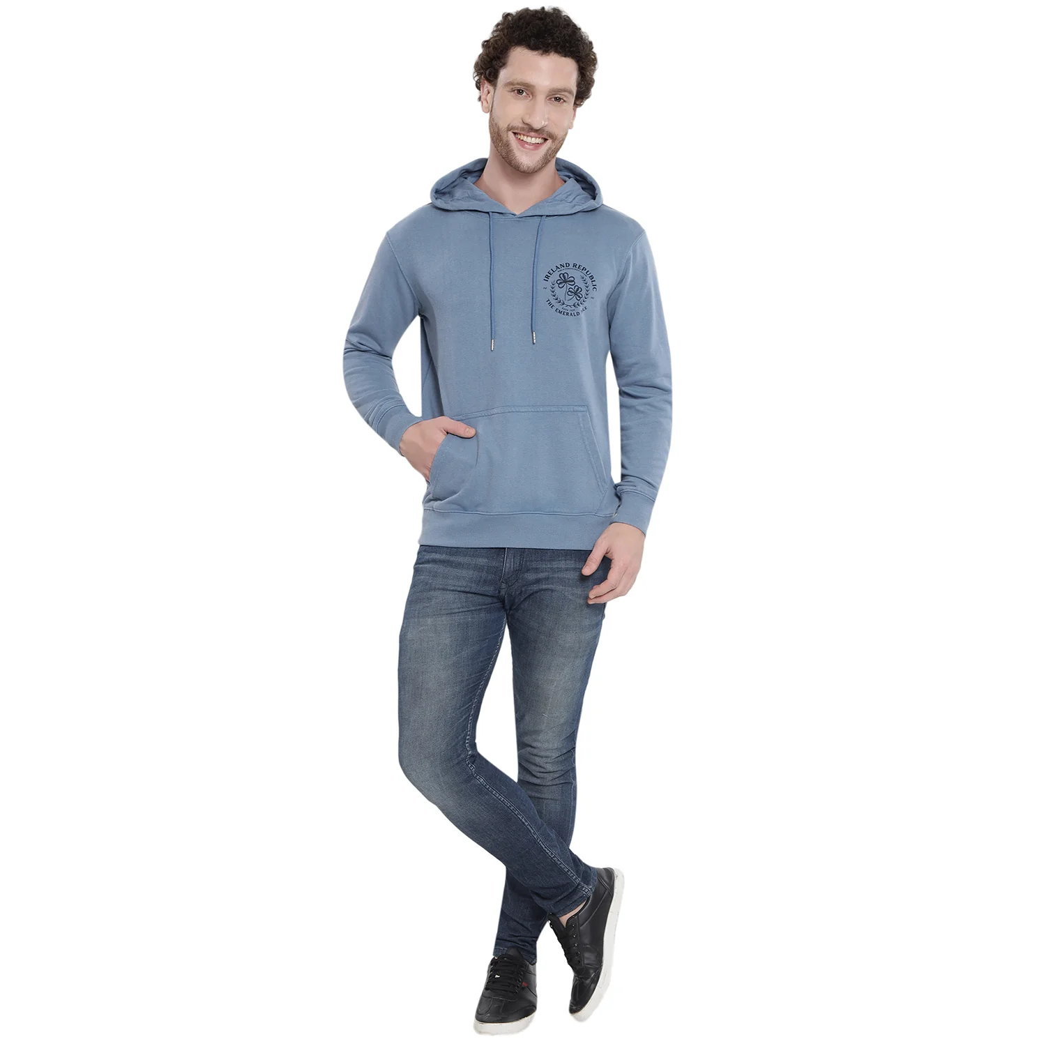 Unisex Le Shams Acid Wash Corent Blue Hoodie - Image 5