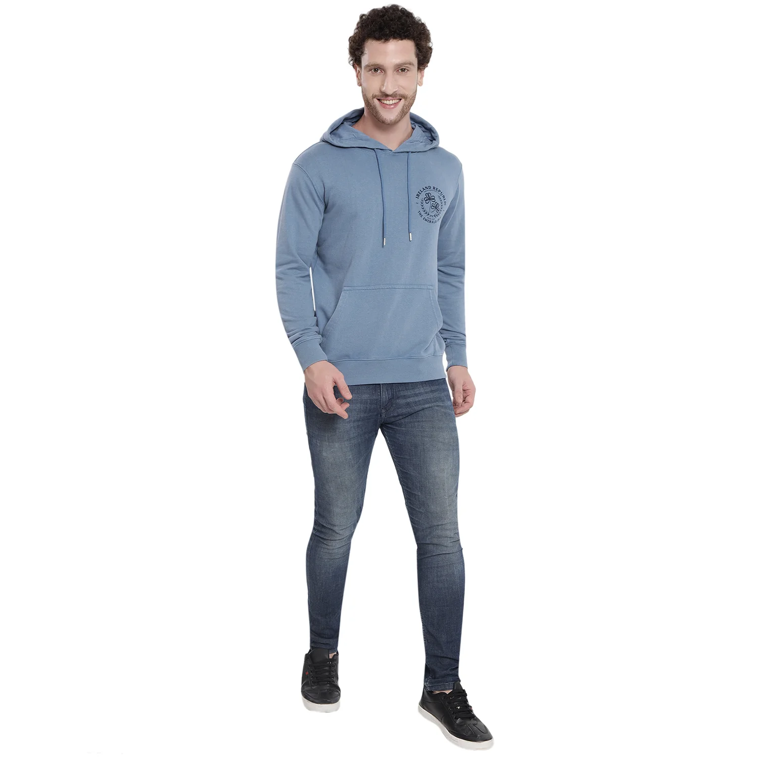 Unisex Le Shams Acid Wash Corent Blue Hoodie - Image 6