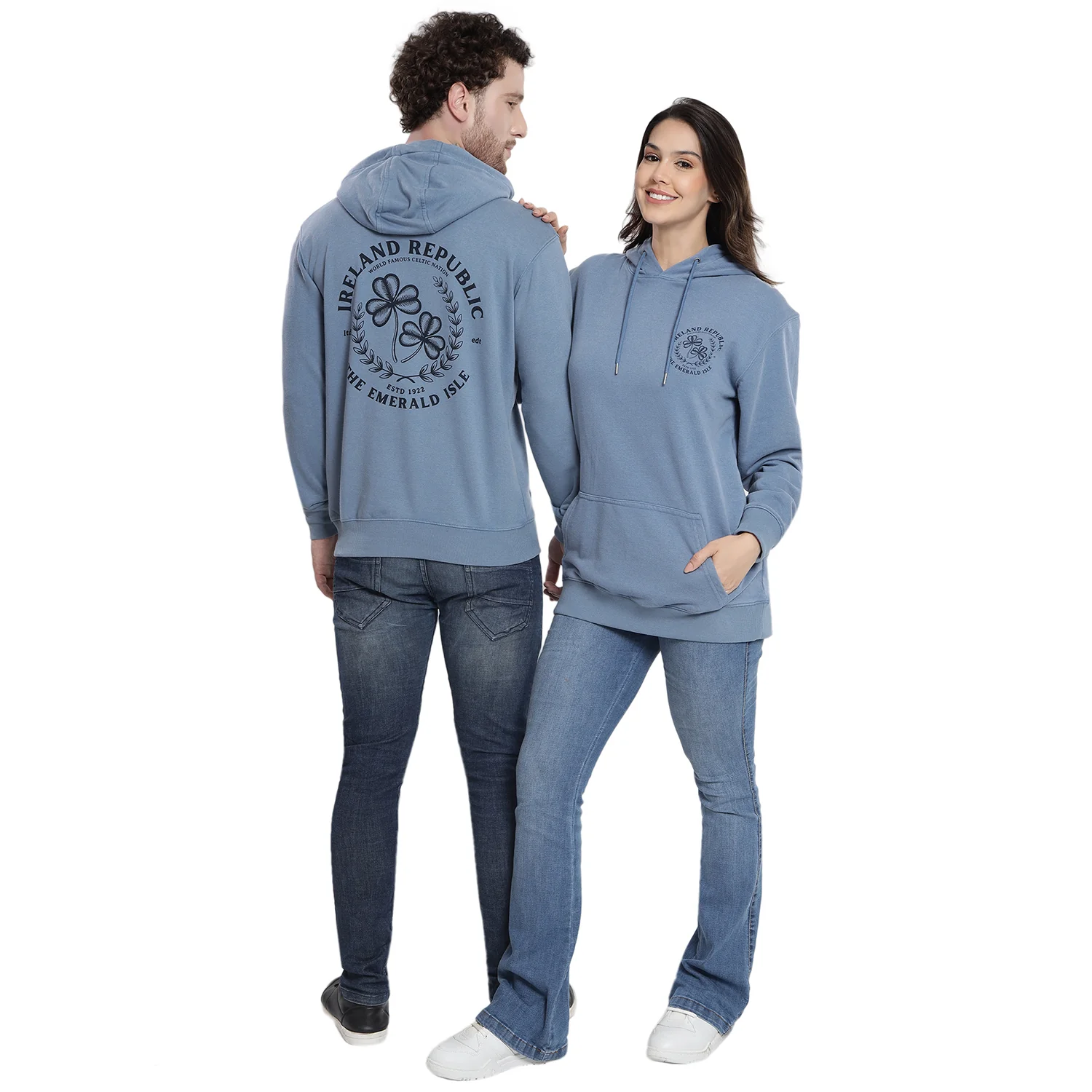Unisex Le Shams Acid Wash Corent Blue Hoodie - Image 8