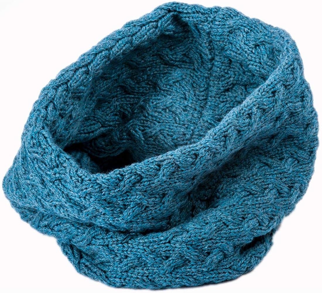 Unisex Merino Wool Infinity Cabled  Sea Blue Snood - Image 3