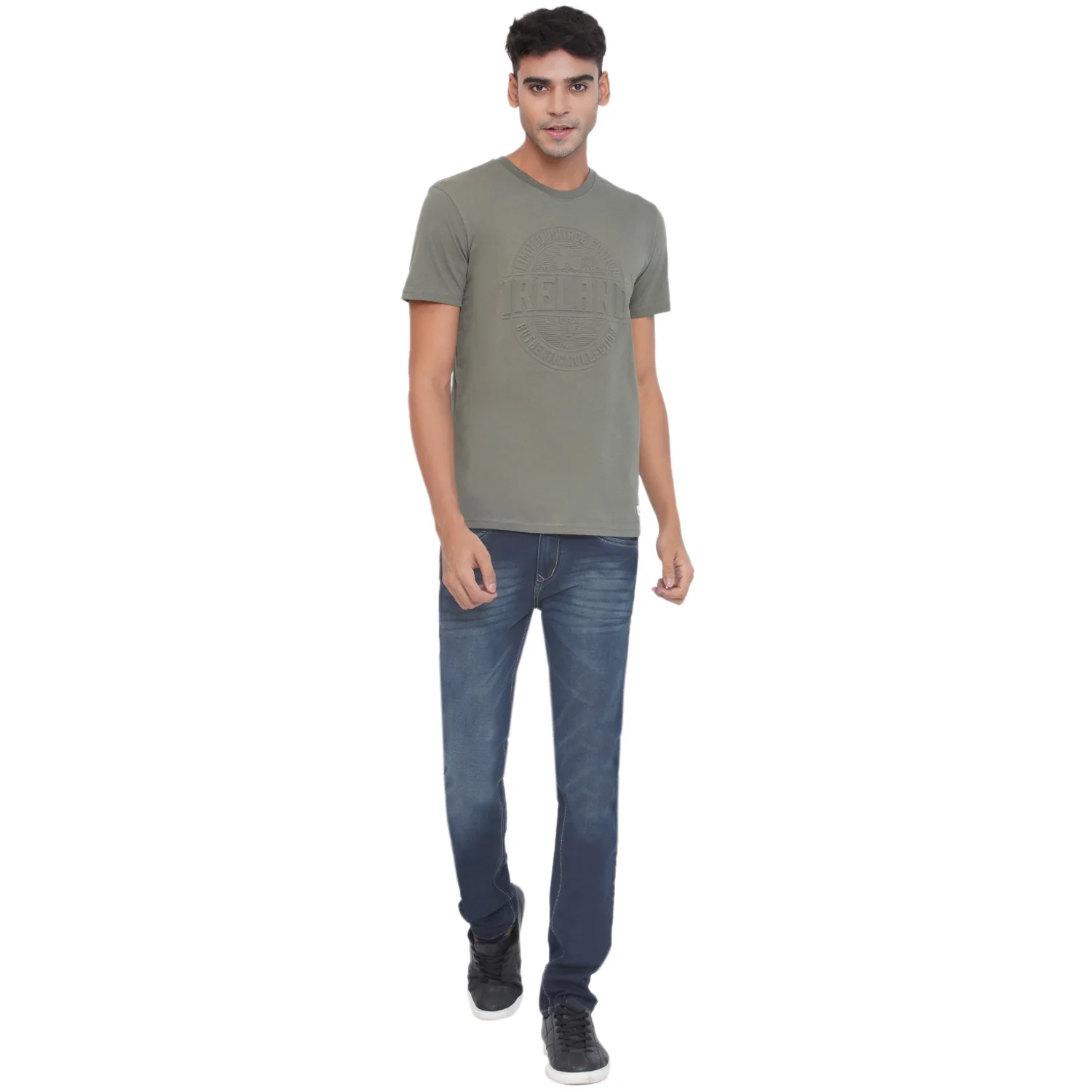 Unisex Vintage Ireland Olive Green T-Shirt - Image 2