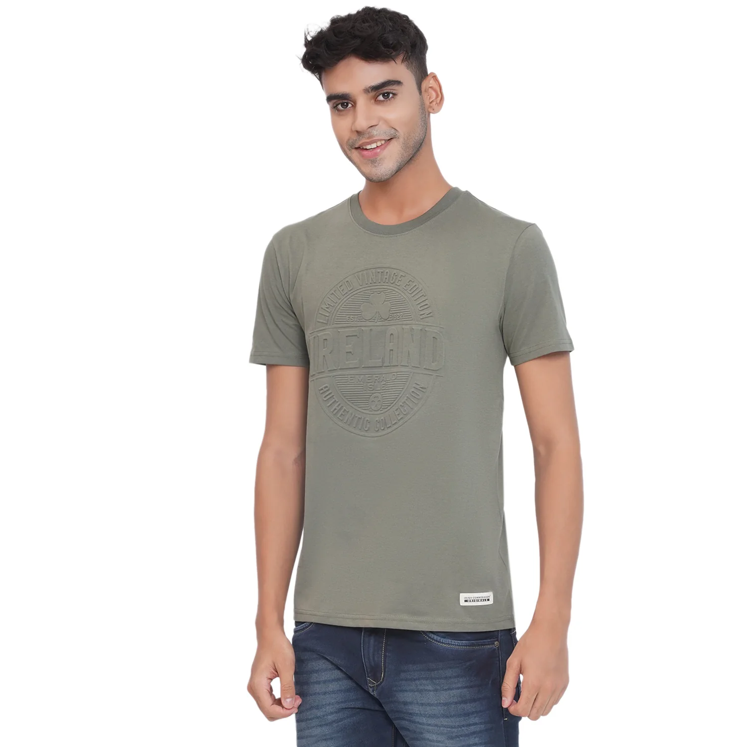 Unisex Vintage Ireland Olive Green T-Shirt - Image 3