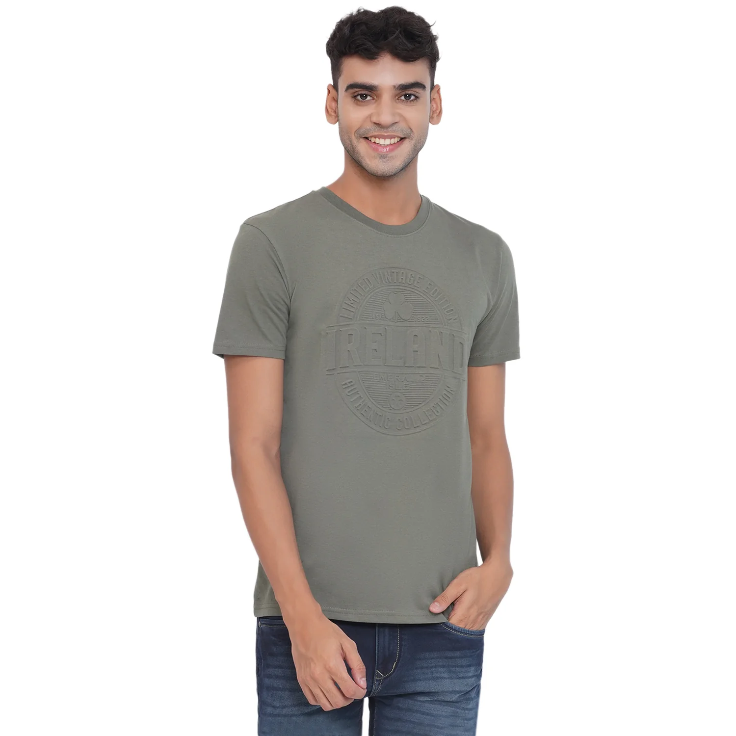 Unisex Vintage Ireland Olive Green T-Shirt - Image 4