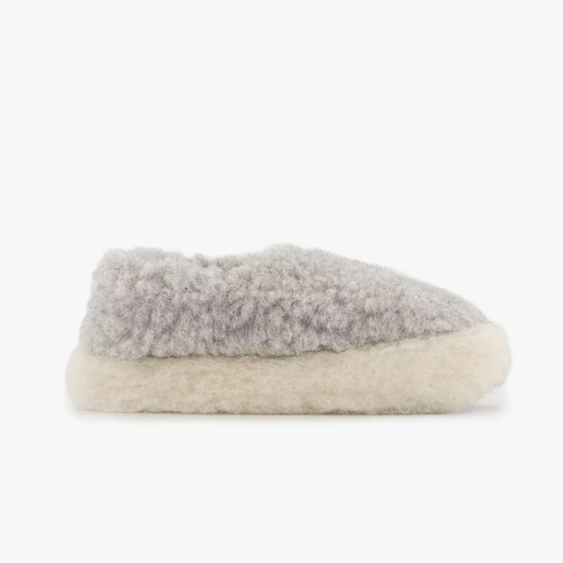 Unisex Yoko Wool Grey Slippers - Image 2