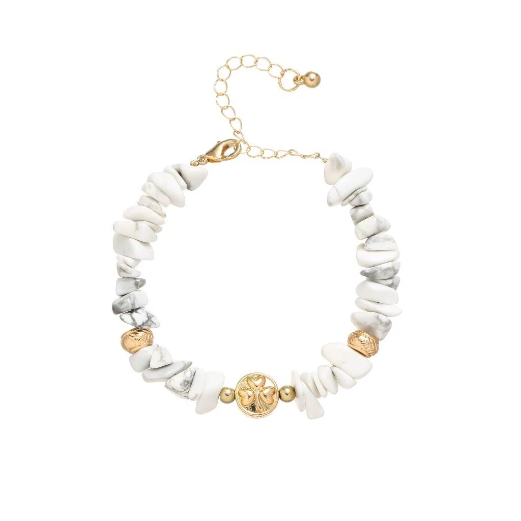White Jasper Semi-Precious Chip Bracelet