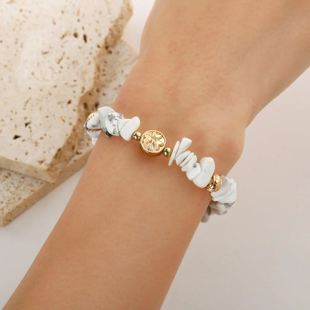 White Jasper Semi-Precious Chip Bracelet - Image 2