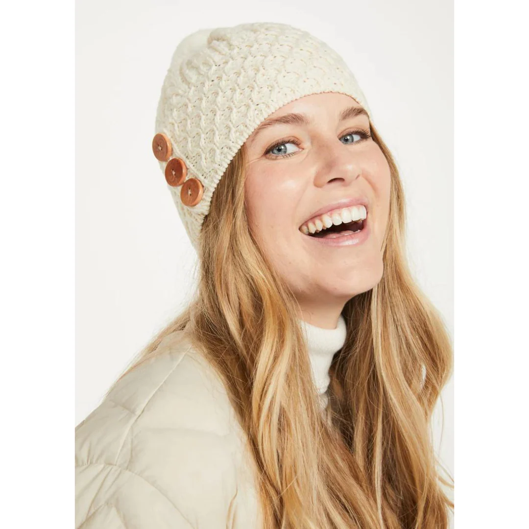 Women's Aran Bauble Natural Hat - Image 3