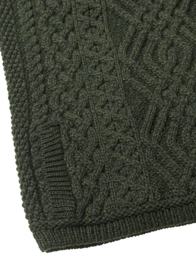 Women's Aran Cable Knit Side Zip Green Cardigan - Image 6