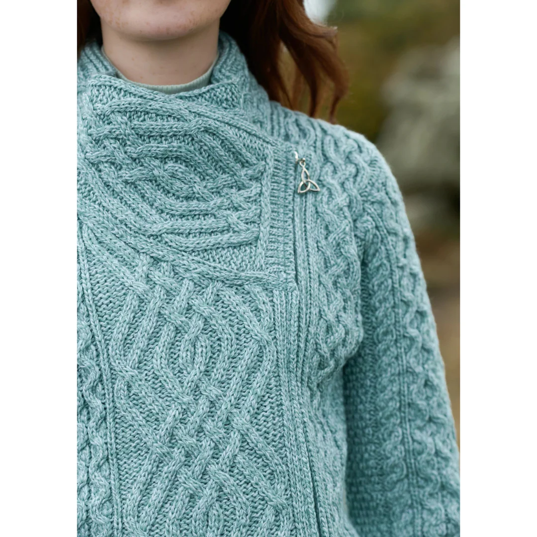 Women's Aran Cable Knit Side Zip Mermaid Cardigan - Image 4