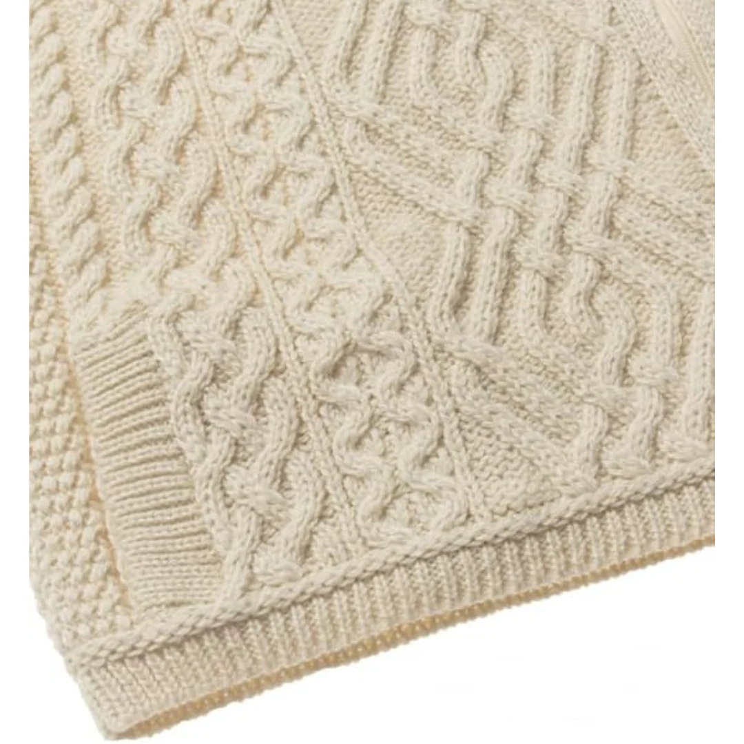 Women's Aran Cable Knit Side Zip Natural Cardigan - Image 5