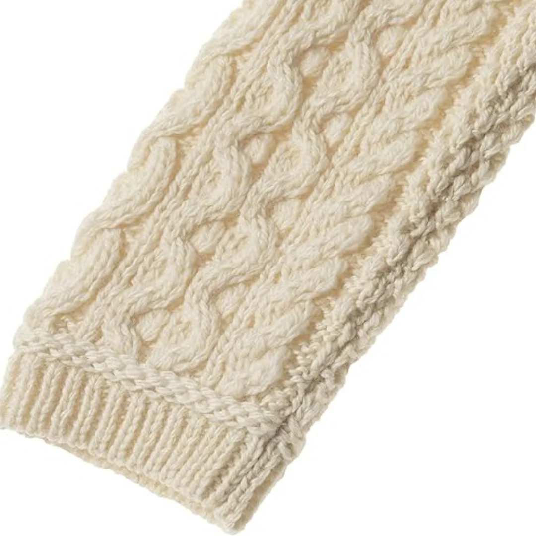 Women's Aran Cable Knit Side Zip Natural Cardigan - Image 6