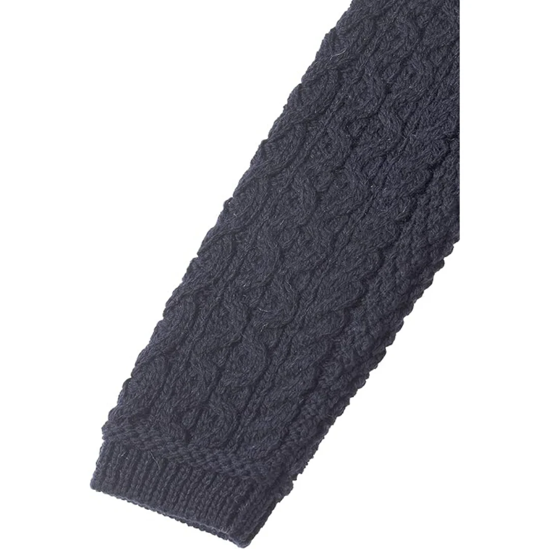 Women's Aran Cable Knit Side Zip Navy Cardigan - Image 6