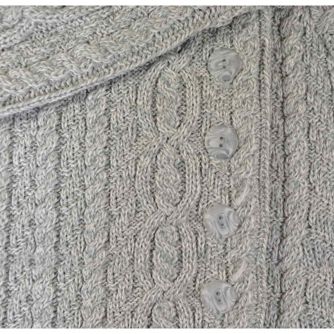 Women's Aran Chunky Collar Grey Coat - Image 3