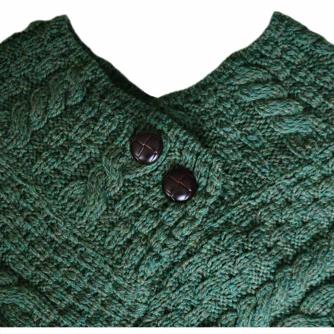 Women's Aran Connemara Green Poncho - Image 3