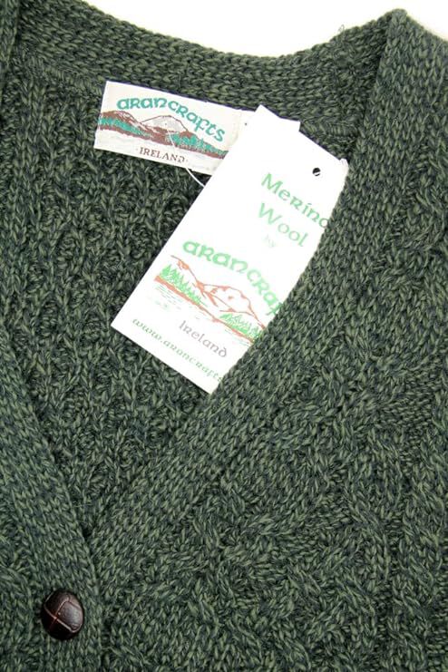Women's Aran Green Boyfriend Cardigan - Image 3