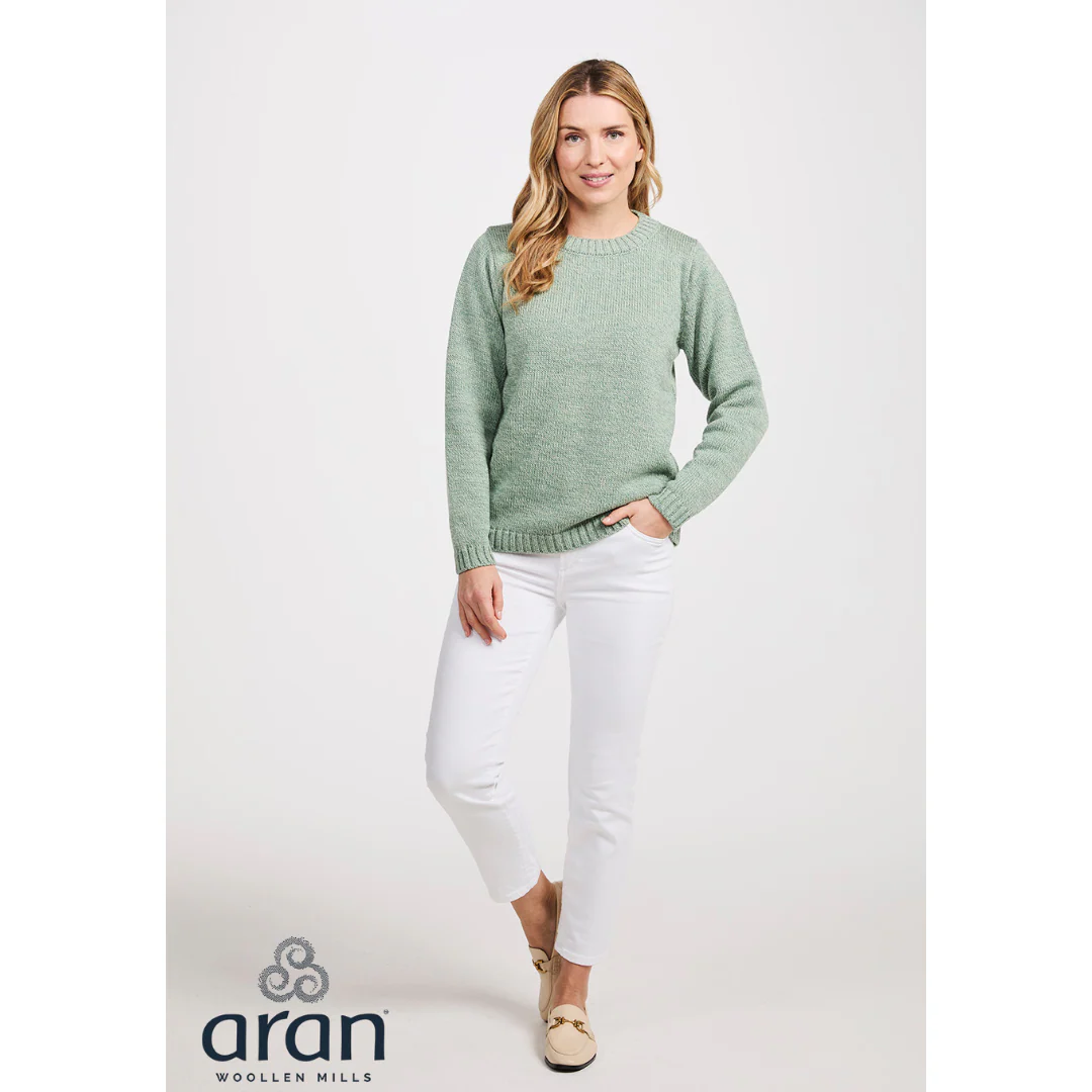 Women's Aran Supersoft Crewneck Mint Jumper - Image 3